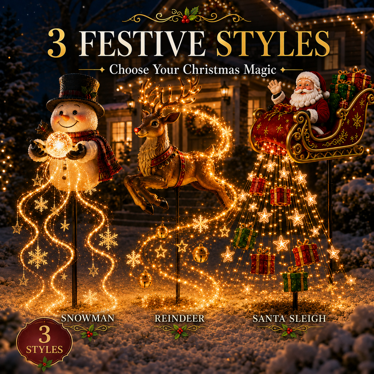 Solar Santa Sleigh Christmas Garden Light – Glowing Gift Cascade