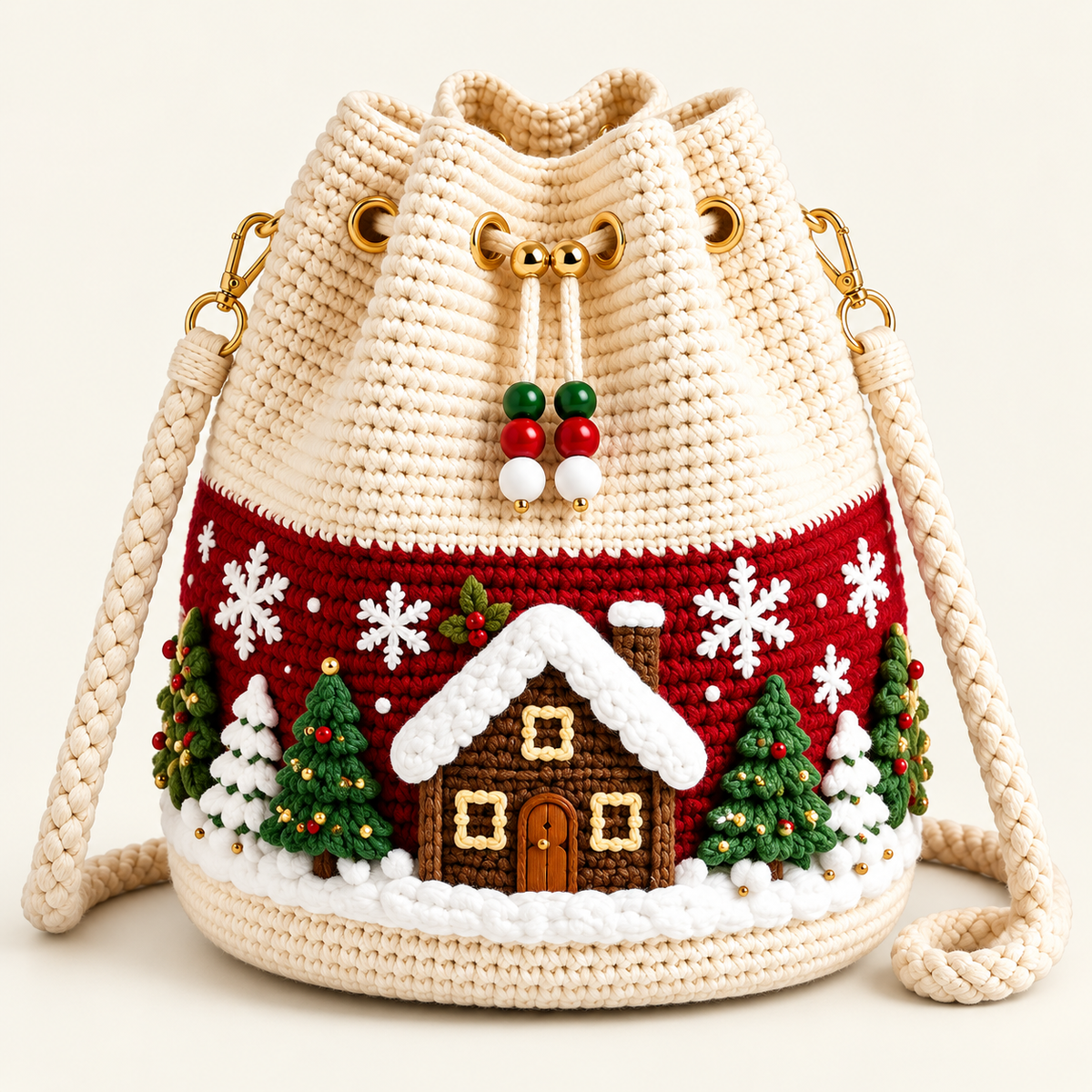Handmade Christmas Crochet Crossbody Purse — Holiday Gift