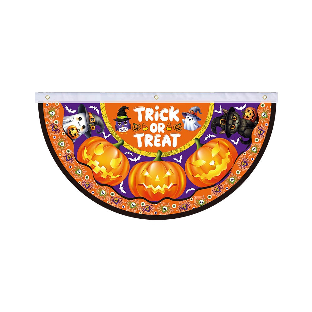 Halloween Half-Round Door Banner – 90×48CM Spooky Front Door Decor