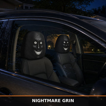 Spooky Grinning Face Halloween Car Headrest Covers – 2 Pack