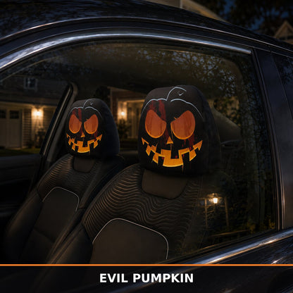 Spooky Grinning Face Halloween Car Headrest Covers – 2 Pack