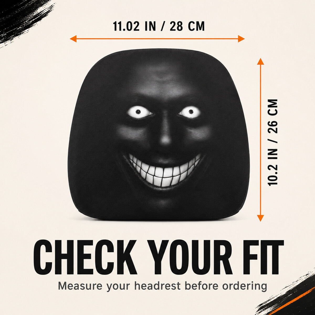 Spooky Grinning Face Halloween Car Headrest Covers – 2 Pack