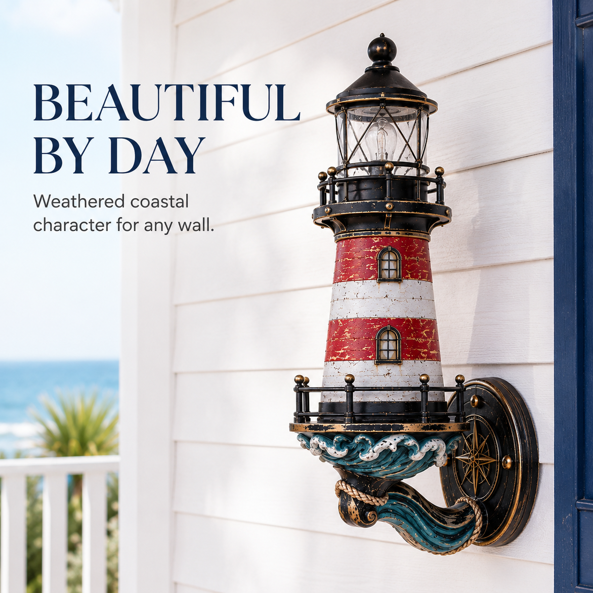 🌊Vintage Coastal Lighthouse Wall Light – Warm Nautical Home Decor