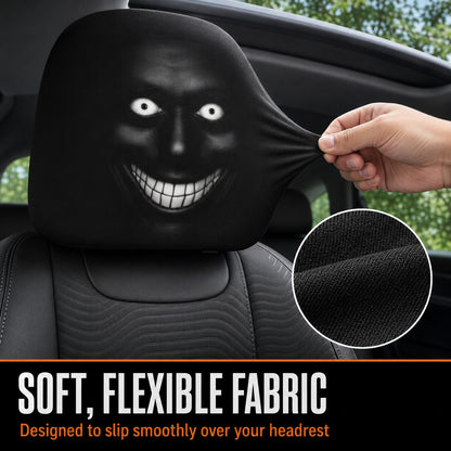 Spooky Grinning Face Halloween Car Headrest Covers – 2 Pack