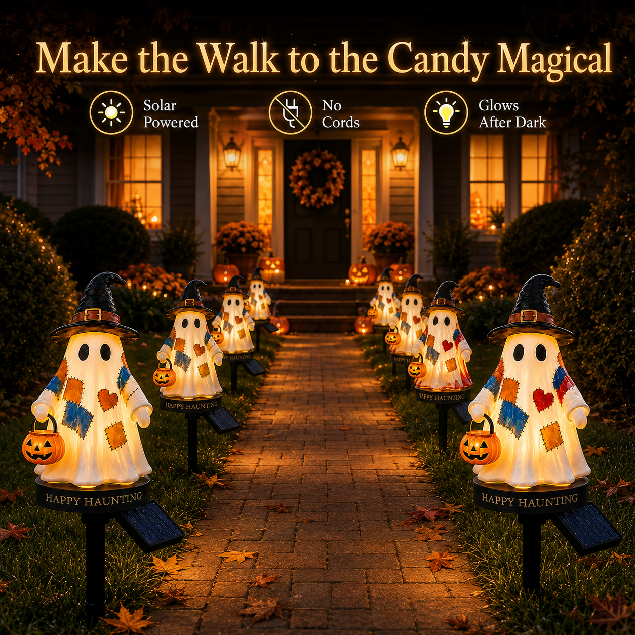 Solar Halloween Ghost Pathway Lights – Glowing Garden Stakes