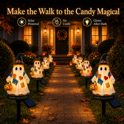 Solar Halloween Ghost Pathway Lights – Glowing Garden Stakes