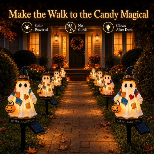 Solar Halloween Ghost Pathway Lights – Glowing Garden Stakes