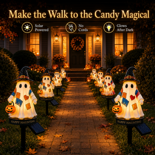 Solar Halloween Ghost Pathway Lights – Glowing Garden Stakes