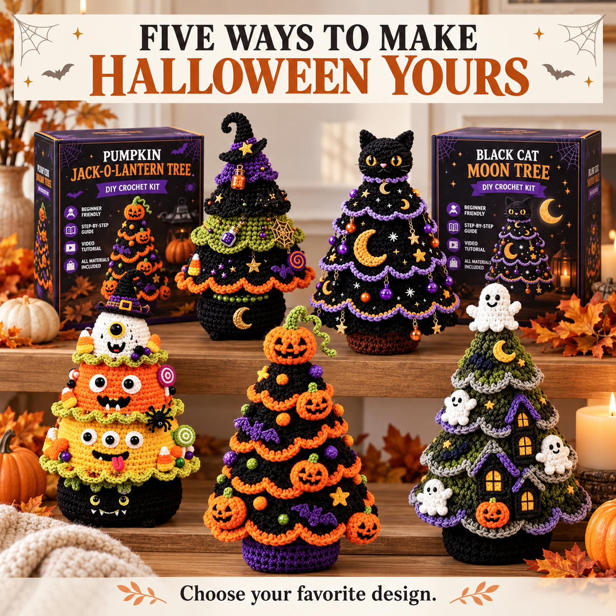 DIY Halloween Crochet Tree Kit | Choose 1 of 5 Designs