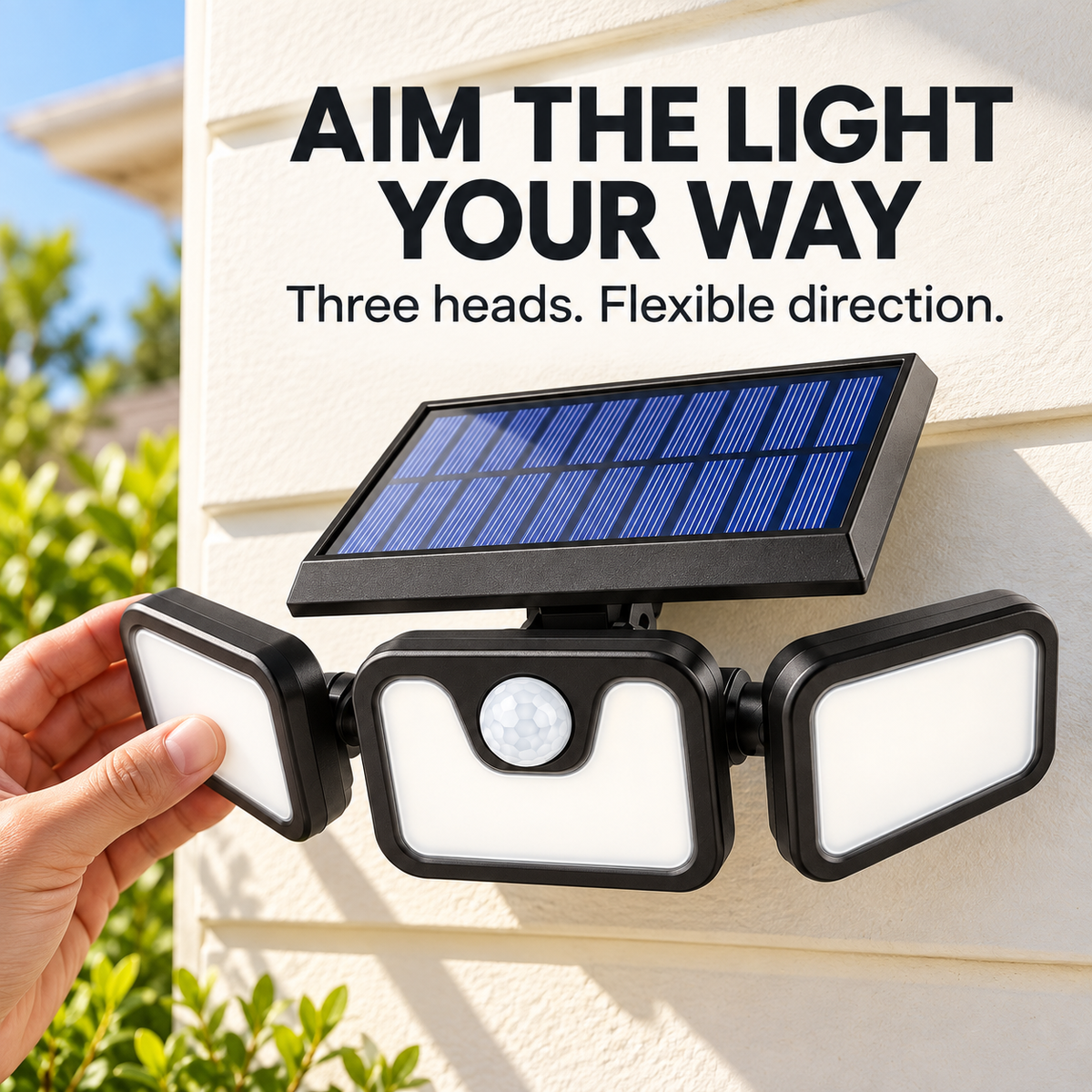 🔥 Hot Seller | 3-Head Solar Flood Light with Motion Sensor — IP65 Outdoor Security Light