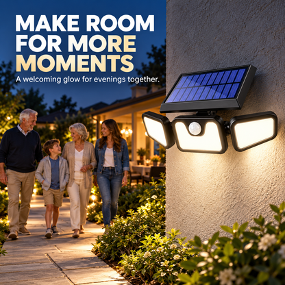 🔥 Hot Seller | 3-Head Solar Flood Light with Motion Sensor — IP65 Outdoor Security Light