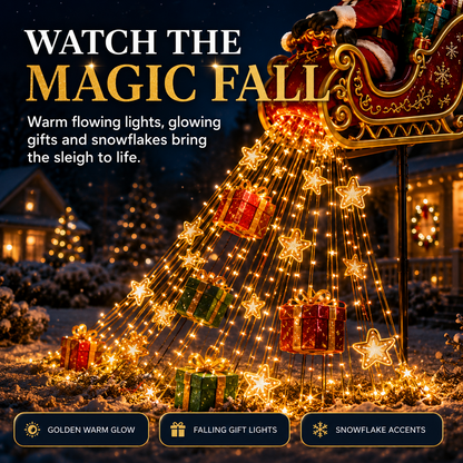 Solar Santa Sleigh Christmas Garden Light – Glowing Gift Cascade