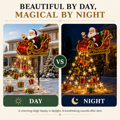 Solar Santa Sleigh Christmas Garden Light – Glowing Gift Cascade
