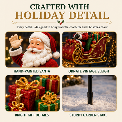 Solar Santa Sleigh Christmas Garden Light – Glowing Gift Cascade