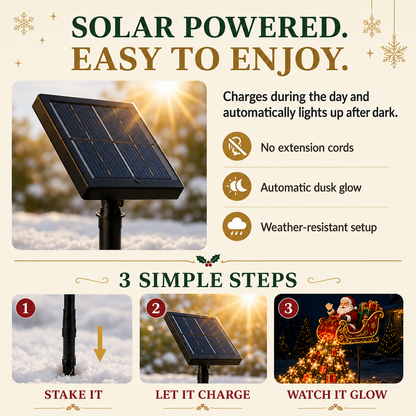 Solar Santa Sleigh Christmas Garden Light – Glowing Gift Cascade