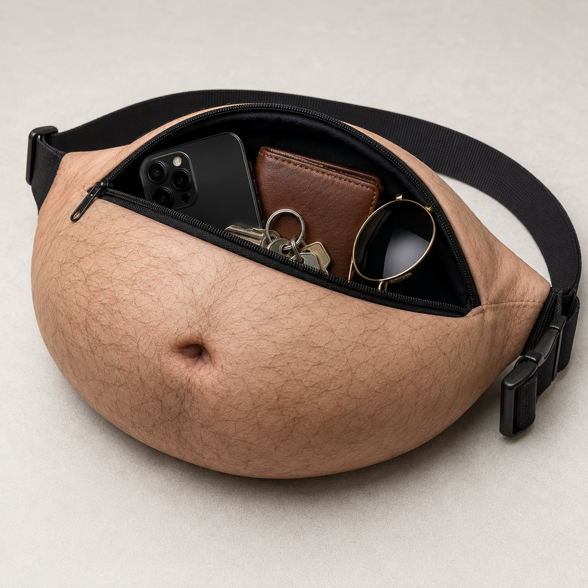 Funny Fake Belly Waist Bag 😂 – Realistic Big Belly Novelty Fanny Pack