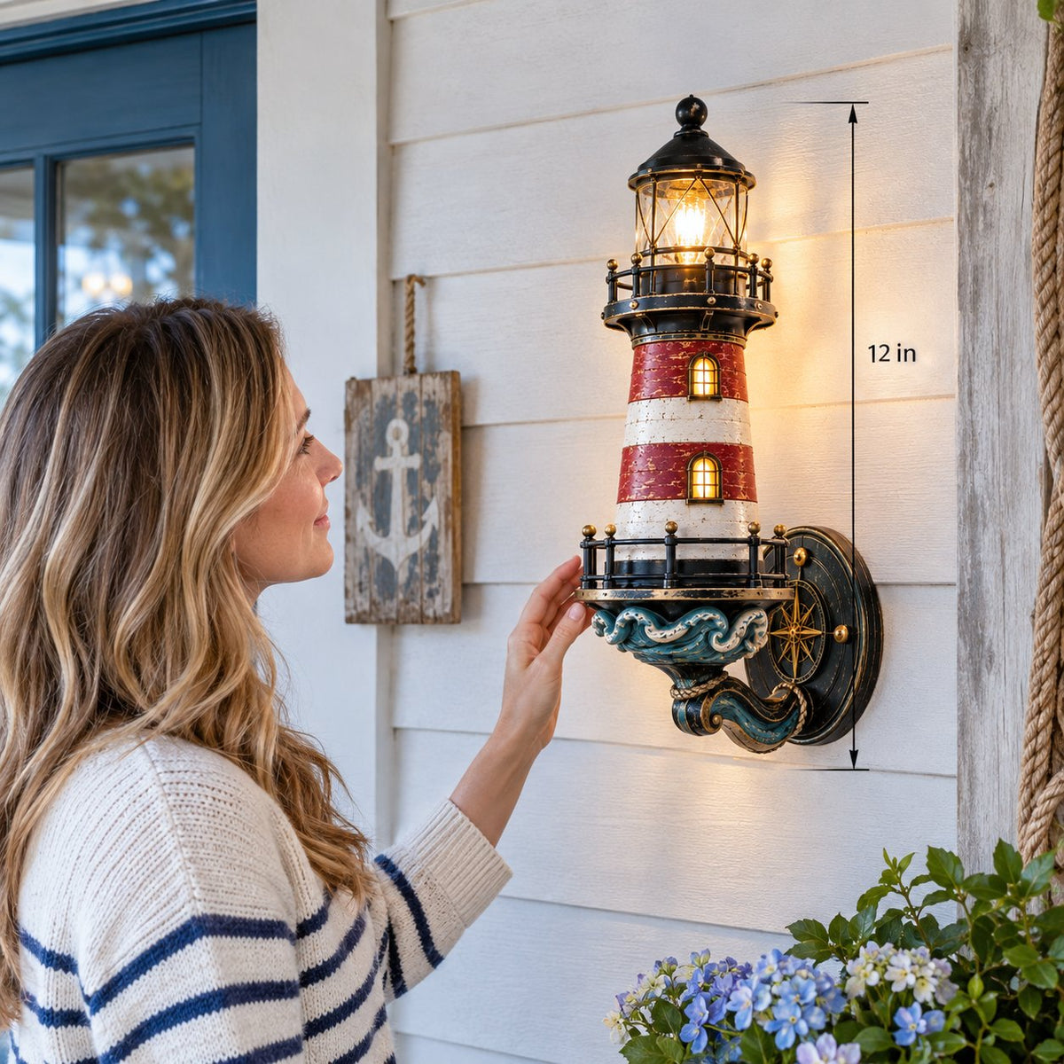 🌊Vintage Coastal Lighthouse Wall Light – Warm Nautical Home Decor