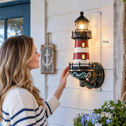 🌊Vintage Coastal Lighthouse Wall Light – Warm Nautical Home Decor