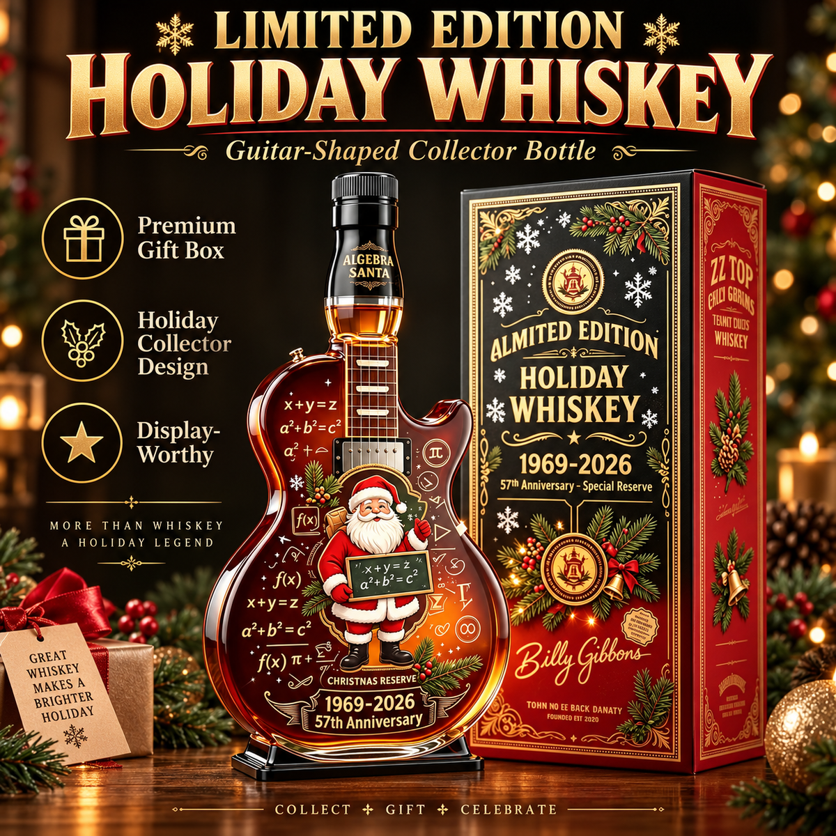 1969 Christmas Guitar Whiskey Decanter – 57th Birthday Collector Gift