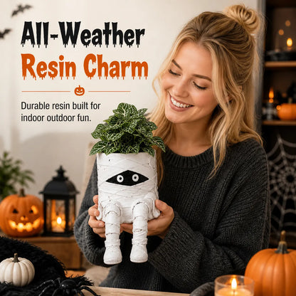 Halloween Hanging Leg Planter – Hand-Painted Resin Succulent Pot