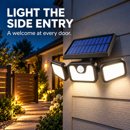 🔥 Hot Seller | 3-Head Solar Flood Light with Motion Sensor — IP65 Outdoor Security Light