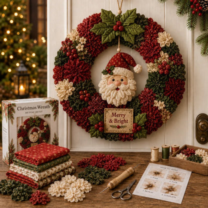 3D Fabric Poke Wreath DIY Kit complete set with fabric pieces, wreath base and poke tool