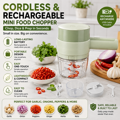 4-in-1 Cordless Electric Vegetable Cutter – Slice, Chop, Peel & Clean