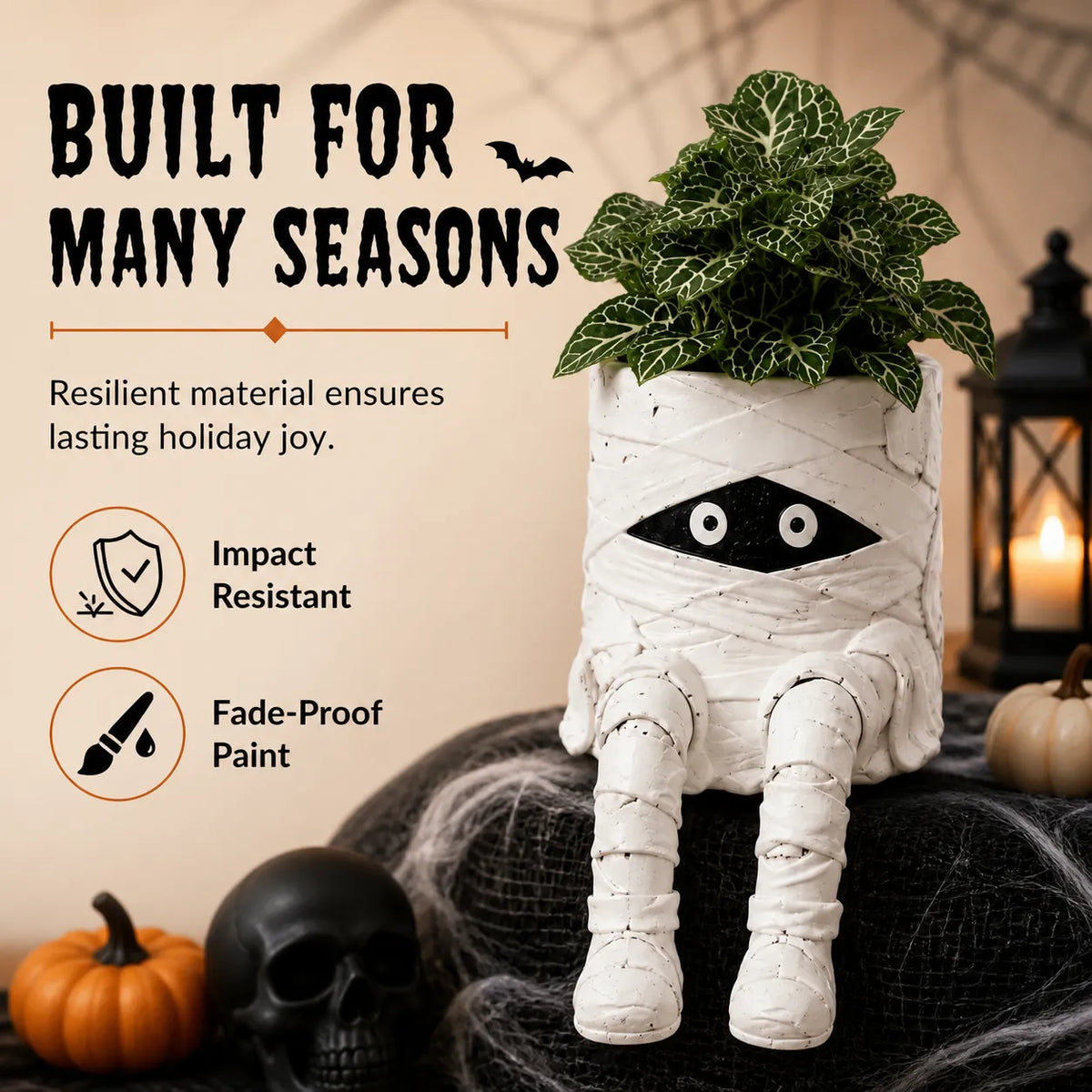 Halloween Hanging Leg Planter – Hand-Painted Resin Succulent Pot