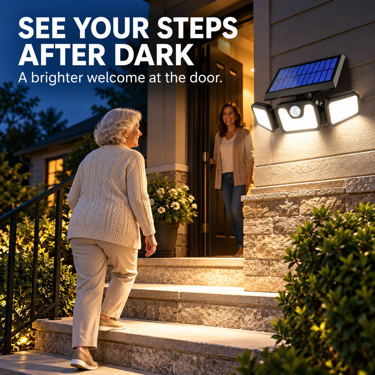 🔥 Hot Seller | 3-Head Solar Flood Light with Motion Sensor — IP65 Outdoor Security Light