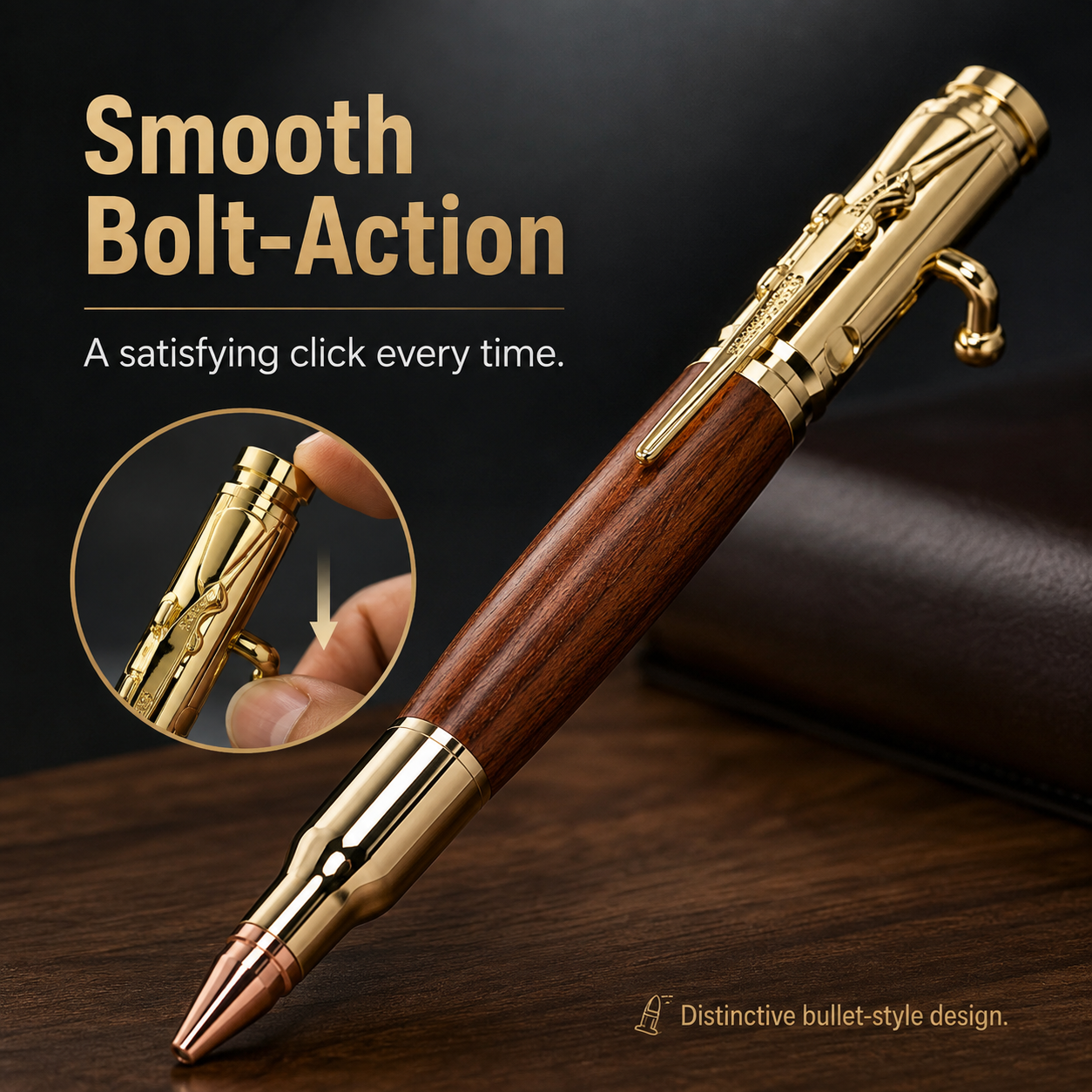 Handmade Bolt-Action Wooden Pen – Real Wood. Satisfying Bolt Action. Made to Be Kept.