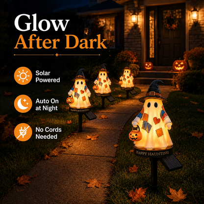 Solar Halloween Ghost Pathway Lights – Glowing Garden Stakes