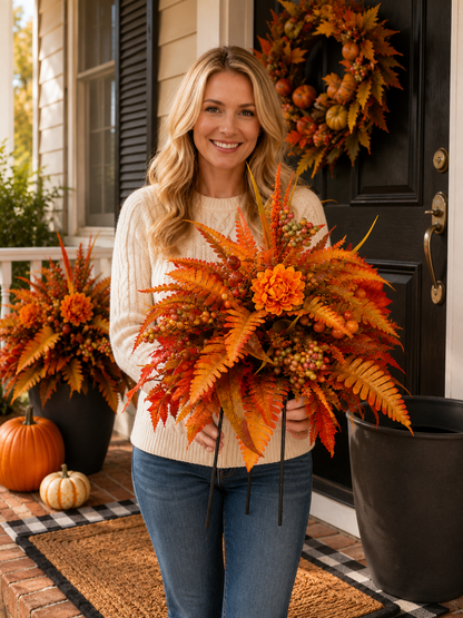 Autumn Harvest Floral Garden Stake – Fall Porch & Planter Decor