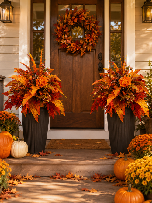 Autumn Harvest Floral Garden Stake – Fall Porch & Planter Decor