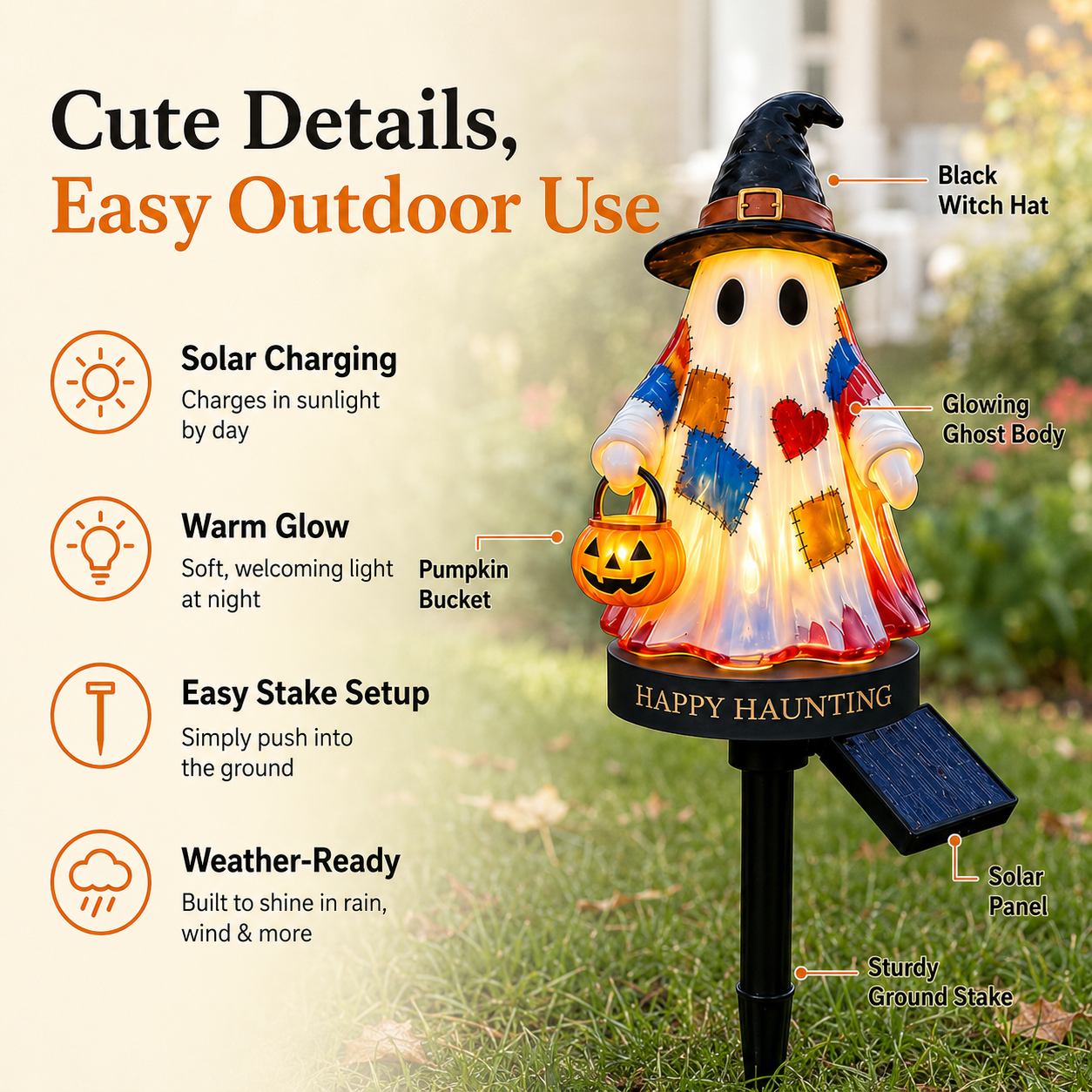 Solar Halloween Ghost Pathway Lights – Glowing Garden Stakes