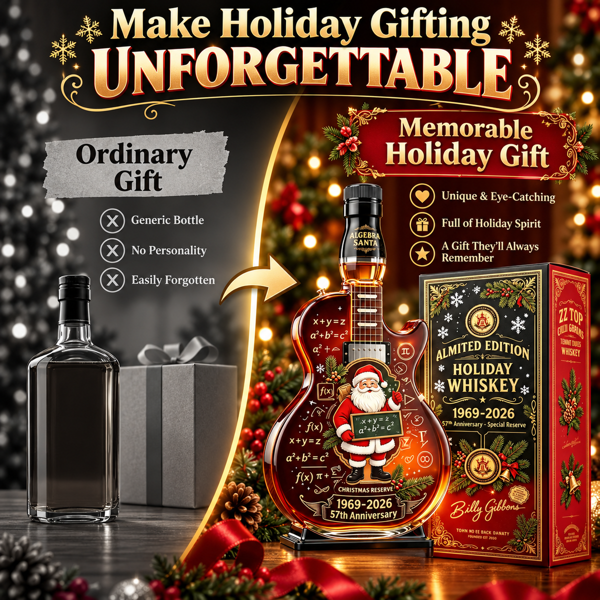 1969 Christmas Guitar Whiskey Decanter – 57th Birthday Collector Gift