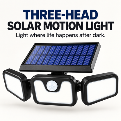 🔥 Hot Seller | 3-Head Solar Flood Light with Motion Sensor — IP65 Outdoor Security Light