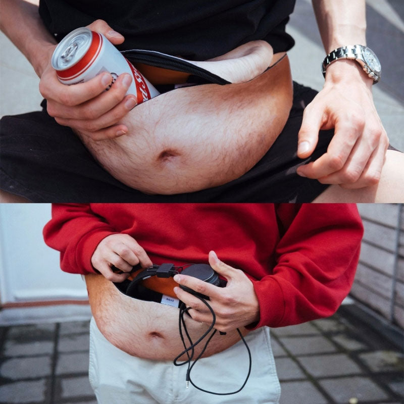 Funny Fake Belly Waist Bag 😂 – Realistic Big Belly Novelty Fanny Pack
