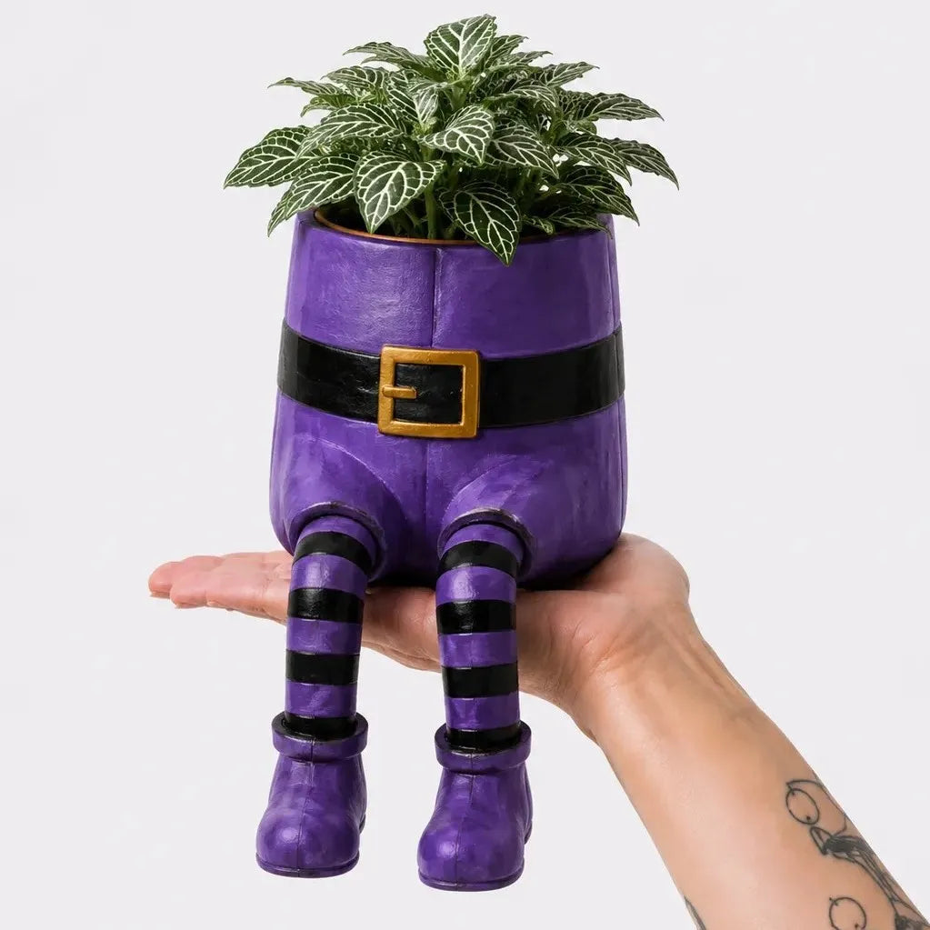 Halloween Hanging Leg Planter – Hand-Painted Resin Succulent Pot