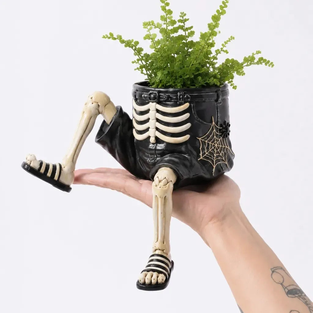 Halloween Hanging Leg Planter – Hand-Painted Resin Succulent Pot
