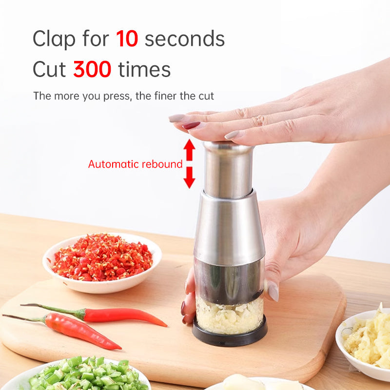 Stainless Steel Manual Food Chopper – Garlic, Ginger & Herb Prep Tool
