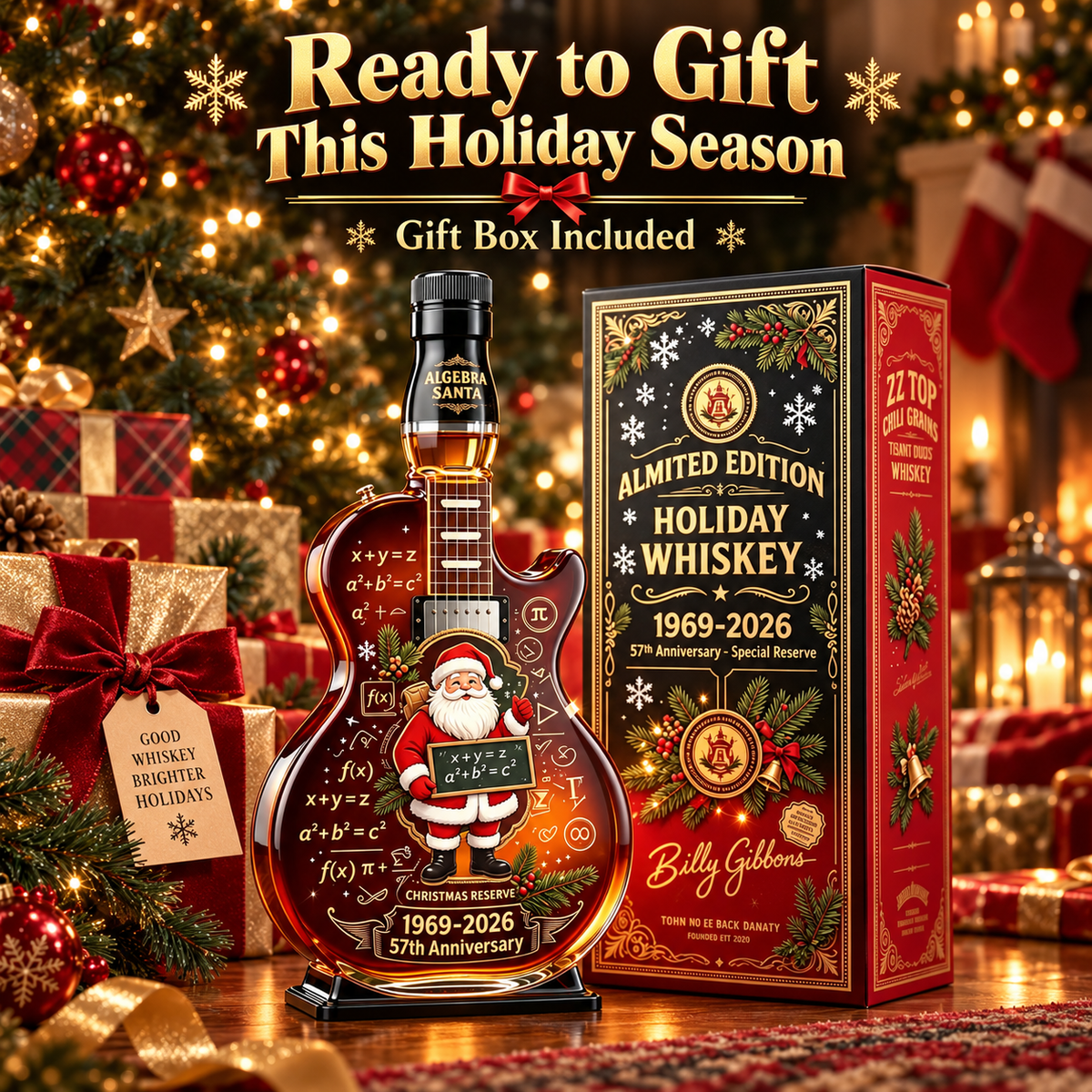 1969 Christmas Guitar Whiskey Decanter – 57th Birthday Collector Gift