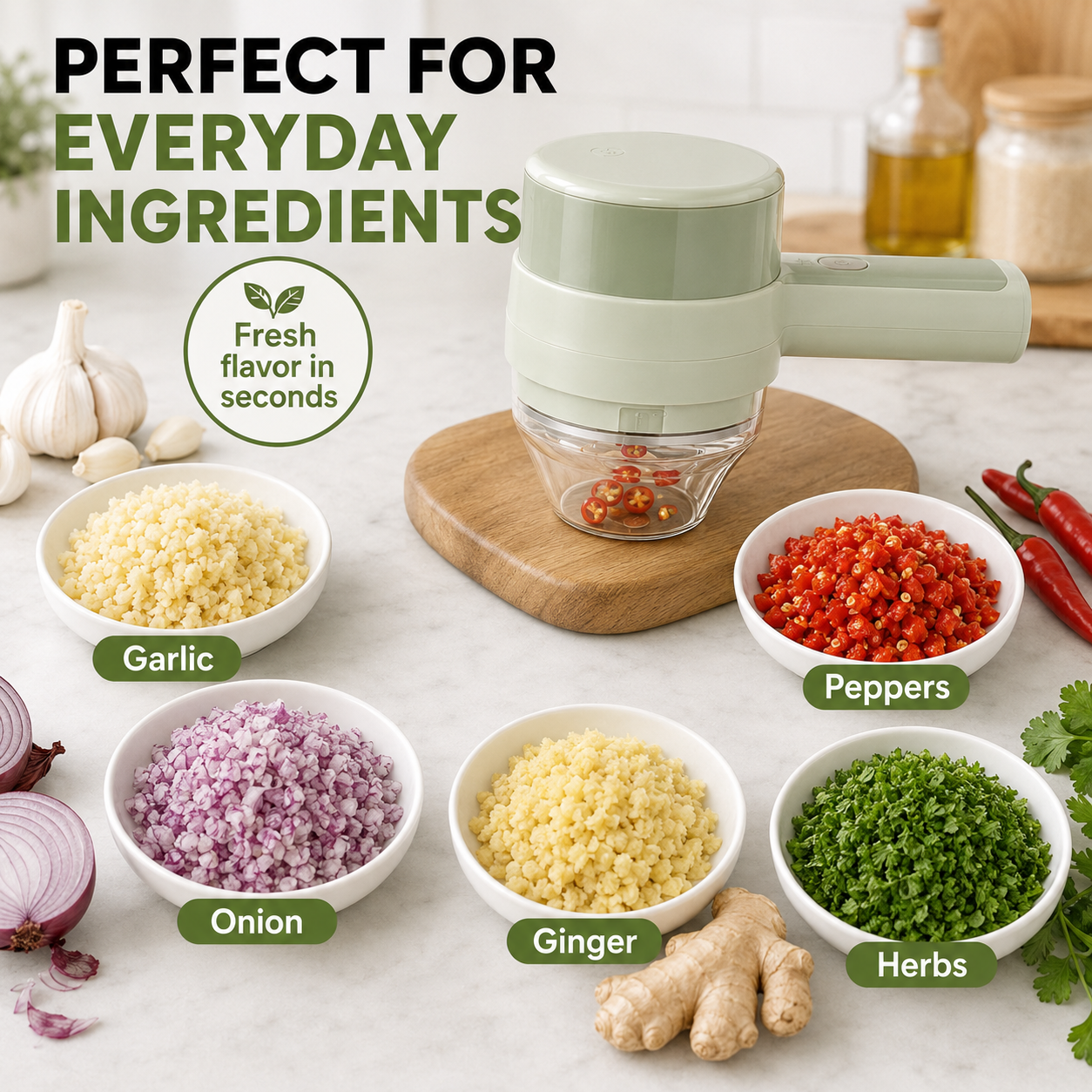 4-in-1 Cordless Electric Vegetable Cutter – Slice, Chop, Peel & Clean
