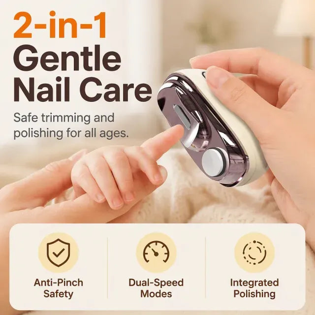 Telaion 2-in-1 Electric Nail Trimmer & Polisher with LED Light