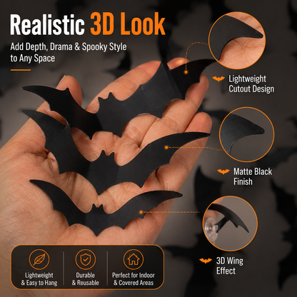 Telaion 3D LED Halloween Bat Wall Decor – Colorful Glowing Flying Bats