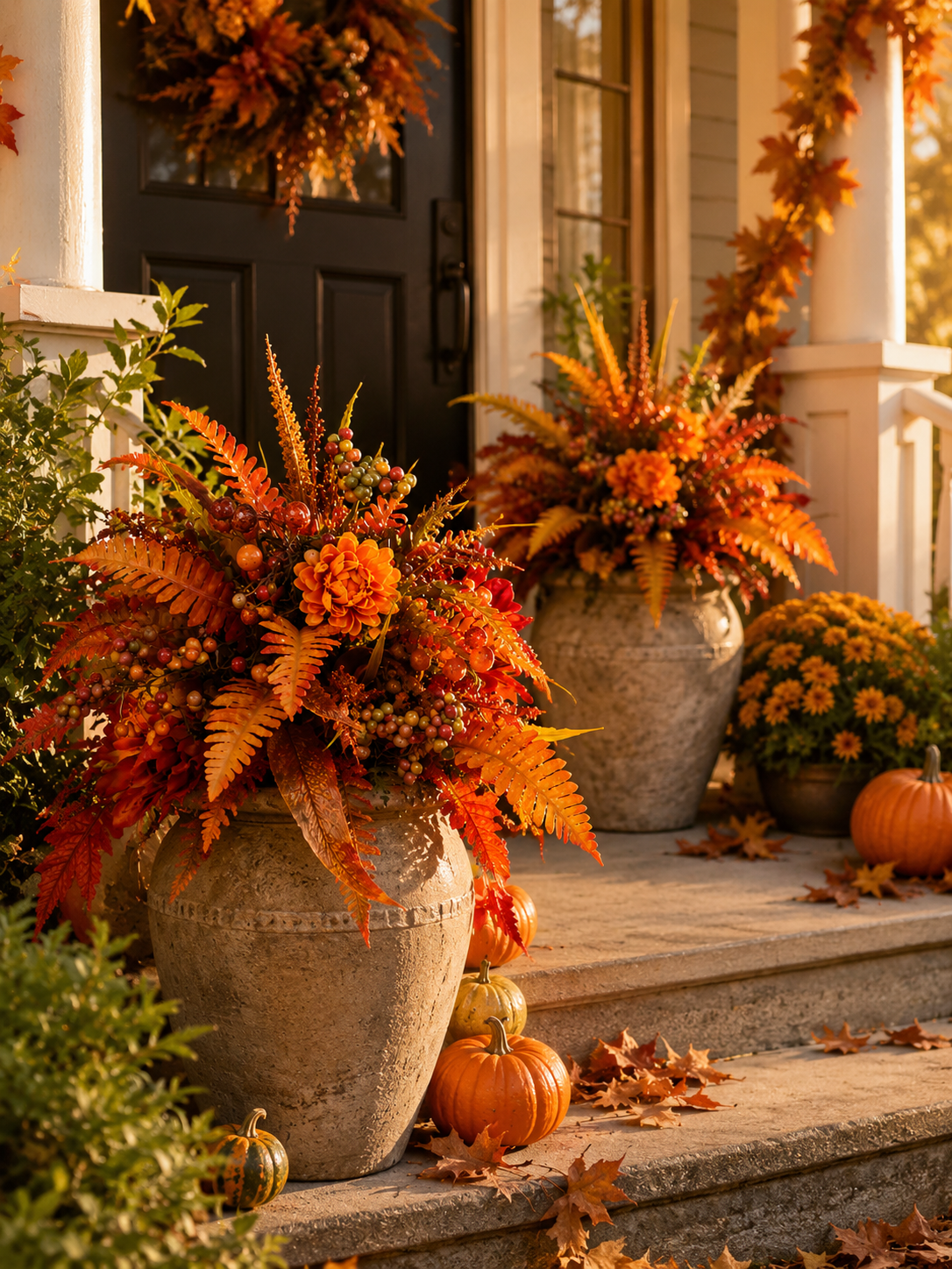 Autumn Harvest Floral Garden Stake – Fall Porch & Planter Decor