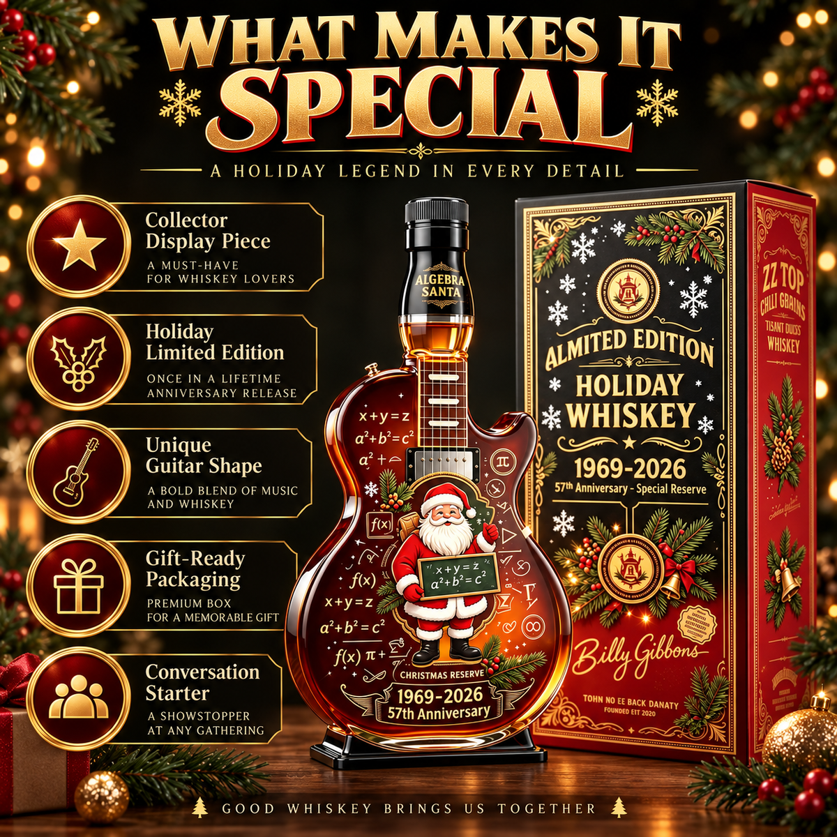 1969 Christmas Guitar Whiskey Decanter – 57th Birthday Collector Gift