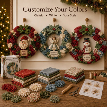 Customize your Christmas wreath colors - classic, winter and your own style poke art kit