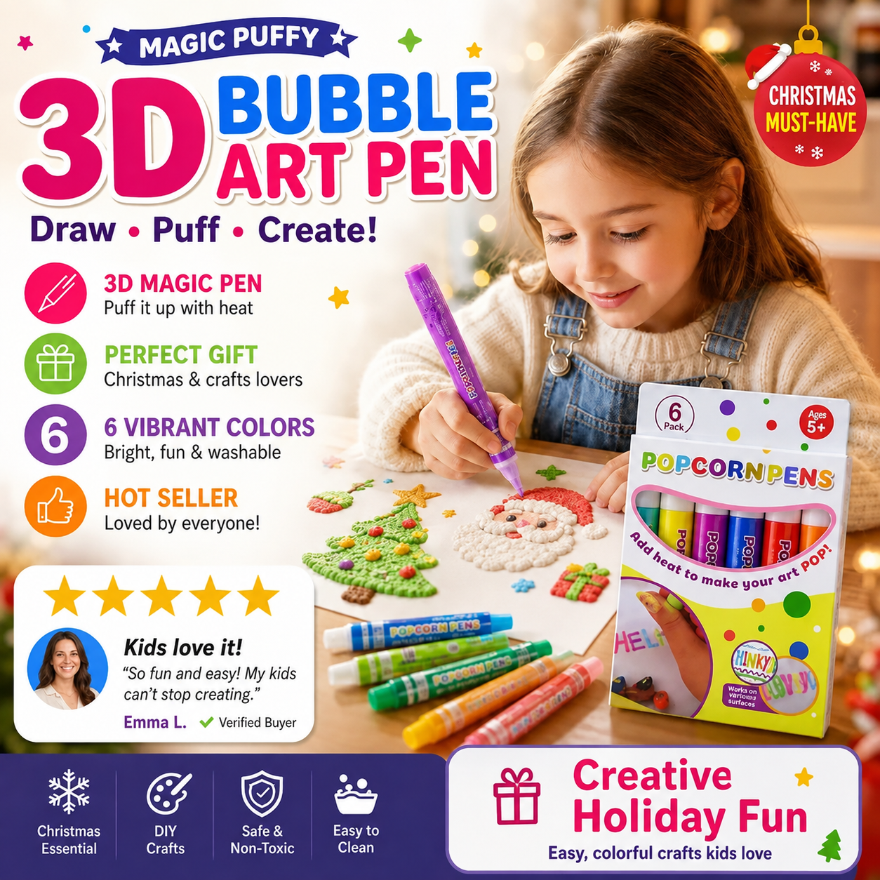 Telaion 3D Puffy Paint Pens – Heat-Activated DIY Art Markers