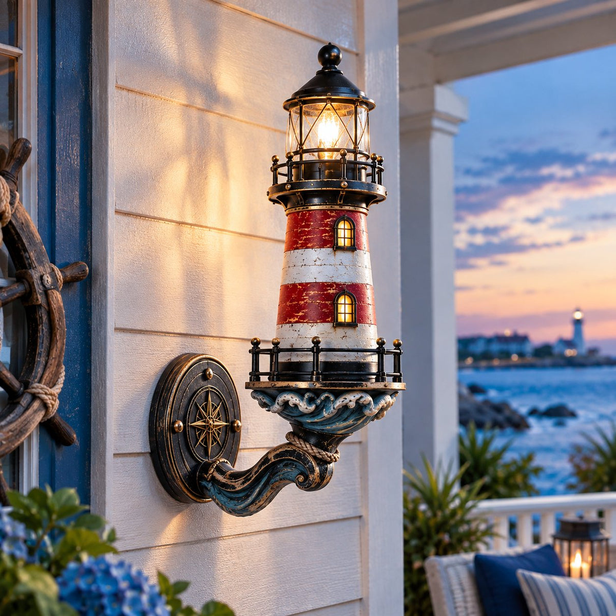 🌊Vintage Coastal Lighthouse Wall Light – Warm Nautical Home Decor