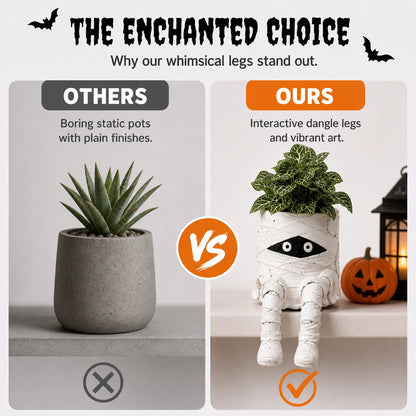 Halloween Hanging Leg Planter – Hand-Painted Resin Succulent Pot